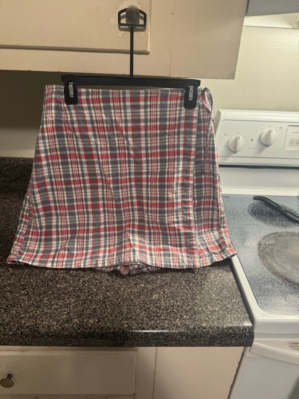 Vintage Jennifer Moore Plaid Mini Wrap Skort in Red, Navy and White